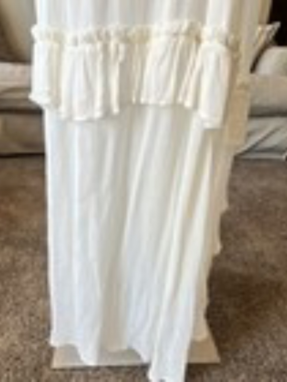 Free People White Lace Ruffle Button Maxi Dress V-Neck Cape Sleeve Size XS - Picture 6 of 10